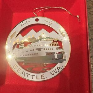 CAMERLANE Washington State 24K GOLD FINISH ORNAMENT  christmas ferry seattle new